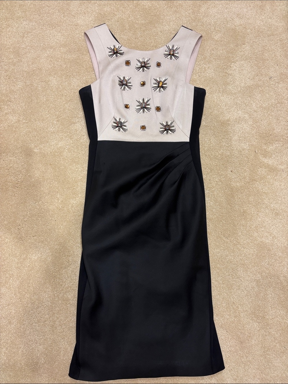 Karen Millen Stylish Black and Ivory Embellished Sheath Dress